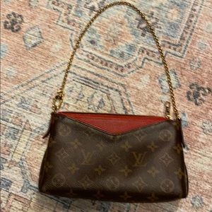 Authentic Louis Vuitton pouch with gold chain